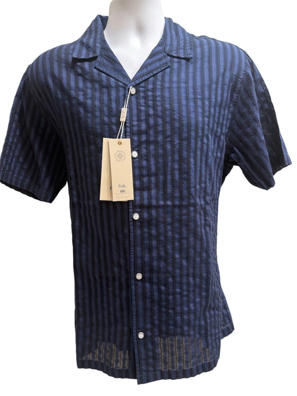 Men’s FOLK CAMP SHORT SZ L $181 Navy and Blacl